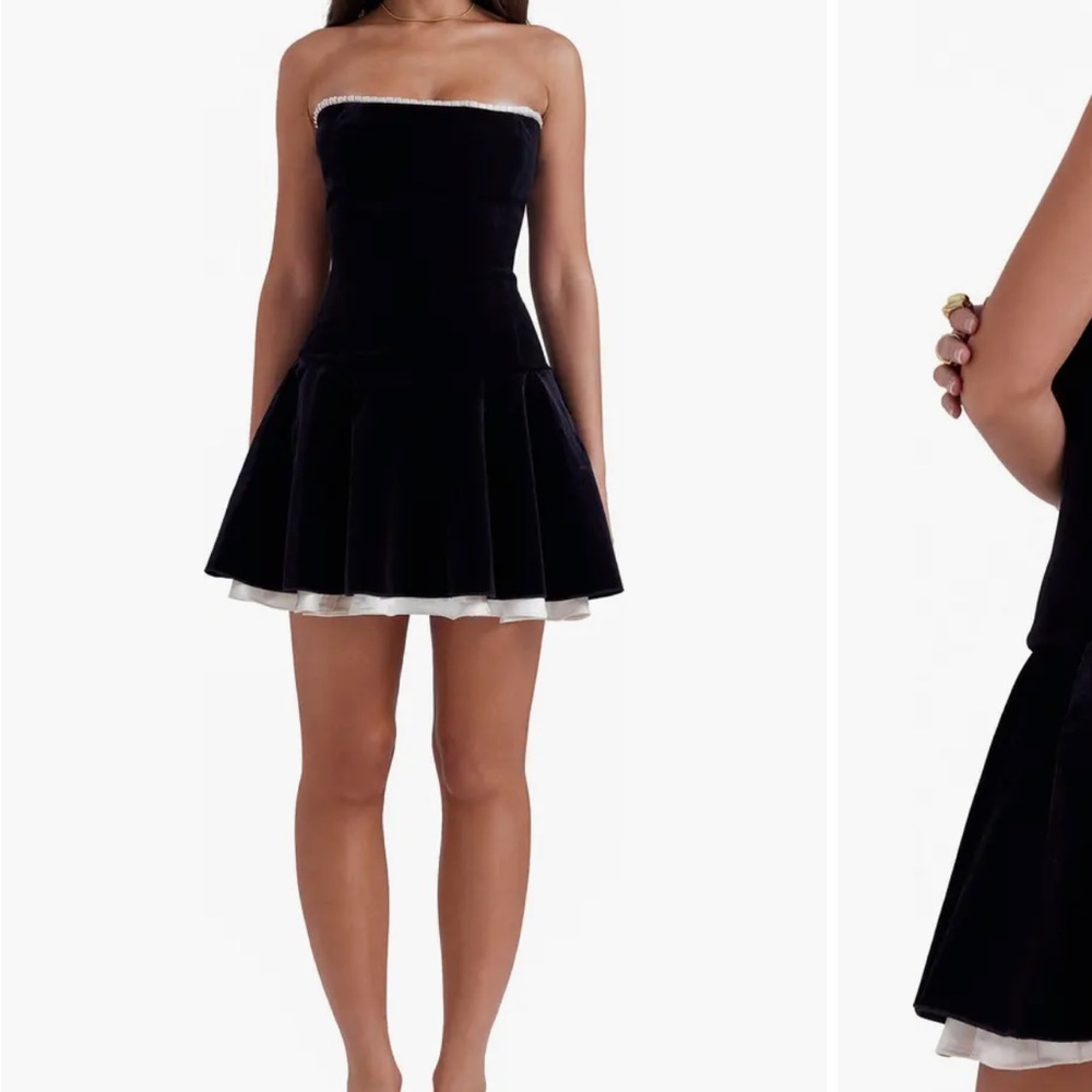 Elegant Black Velvet Strapless Corset Dress